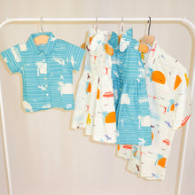 Load image into Gallery viewer, Children's Cosmo shirt in Surf's Up (teal)