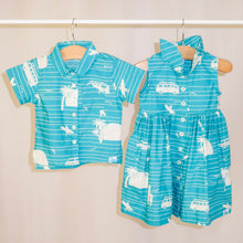 Load image into Gallery viewer, Children's Cosmo shirt in Surf's Up (teal)