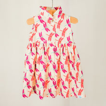 Load image into Gallery viewer, This dress can be paired with the children's dragonfly print in both cream and navy and the women's "Garden Party" shirt.