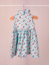 Load image into Gallery viewer, Children's dress in pelican print. Baby blue with cute pelicans.