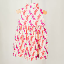 Load image into Gallery viewer, This dress can be paired with the children's dragonfly print in both cream and navy and the women's "Garden Party" shirt.
