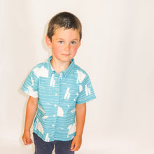 Load image into Gallery viewer, Children's Cosmo shirt in Surf's Up (teal)