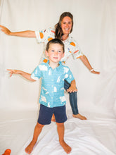 Load image into Gallery viewer, Children's Cosmo shirt in Surf's Up (teal)